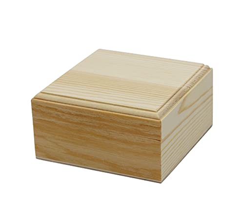 Creative Hobbies® Mini Wood Craft Box 3.5 Inch, Unfinished, Hinged Lid and Magnetic Closure - WoodArtSupply