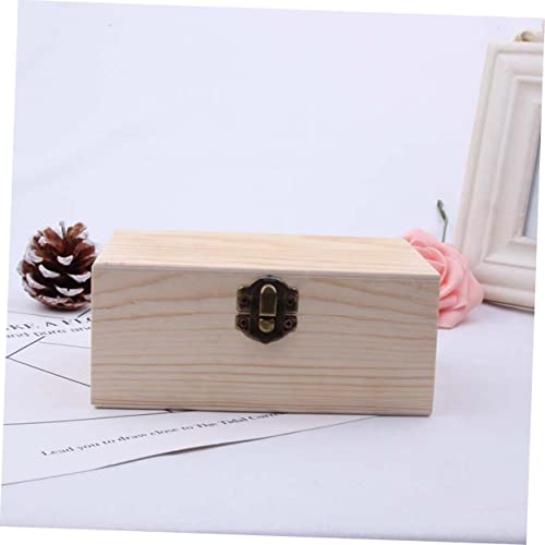 VOSAREA Box Box Wooden Box Jewelry Storage Retro Jewelry Case Craft Storage Desk Topper Table Wood Jewelry Case Jewelry Organizer Tray Unfinished VOSAREA