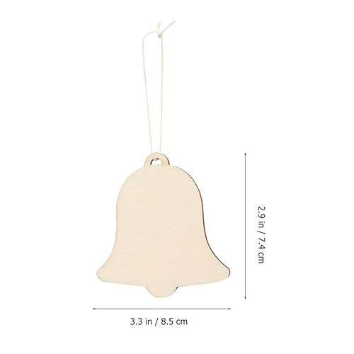 Healifty 10Pcs Unfinished Christmas Wooden Ornaments Bell Wood Cutouts Wood Slices for Christmas Trees Hanging Decorations Healifty