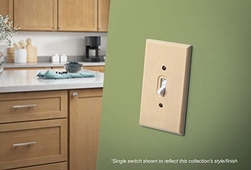 Brainerd 64667 Wood Square Single Duplex Outlet Wall Plate / Switch Plate / Cover Value Pack (6 pieces), Unfinished Wood Brainerd