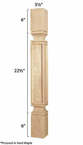 Osborne Square Mission Island Post in Rubberwood (Set of Four), Unfinished Wood Posts for Kitchen Island, Counter Height Table, Bathroom Vanity & - WoodArtSupply