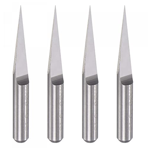 uxcell Wood Engraving Router Bit, 1/8" 3.175mm Shank 0.1mm Tip 10 Degree Solid Carbide CNC 3D Milling Cutter, for Carving Acrylic PVC MDF Plastic, - WoodArtSupply