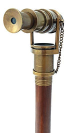 Brass Nautical Telescope Walking Stick Antique Finish Costume Wooden Cane Foldable Rosewood Stick Steampunk Style Brass Nautical