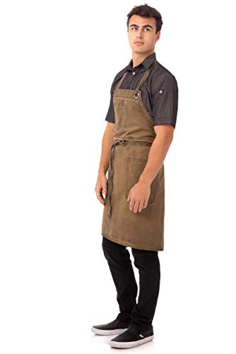 Chef Works Unisex Dorset Bib Apron, Golden Brown, One Size - WoodArtSupply