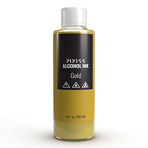 Silver and Gold Alcohol Ink for Resin - Metallic Alcohol Ink Silver and Gold Colors 4-Ounce for Epoxy Resin, Tumblers, Resin Art, Alcohol Ink Paper, Pixiss