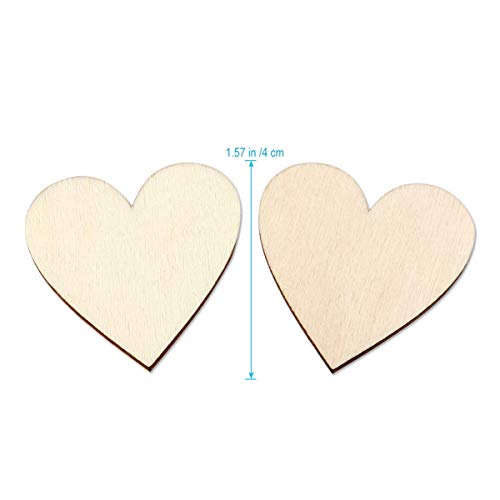 LIOOBO 100pcs Blank Wood Slices Woodsy Decor Wood Heart Embellishment Love Heart Ornament Blank Wood Heart Cutouts Heart Wood Discs Valentine Hanging