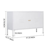 WISUNO Metal Accent Storage Cabinet for Bed Room,Living Room,Home,Hotel,Office,Garage,2-Tier, Removable Shelf (2 Door Accent Cabinet, White) WISUNO