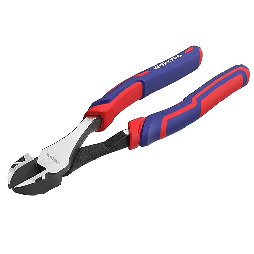 WORKPRO 8 Inch High Leverage Diagonal Pliers, Wire Cutters Heavy Duty in CRV Steel, Diagonal Cutters for Cutting Wires - WoodArtSupply