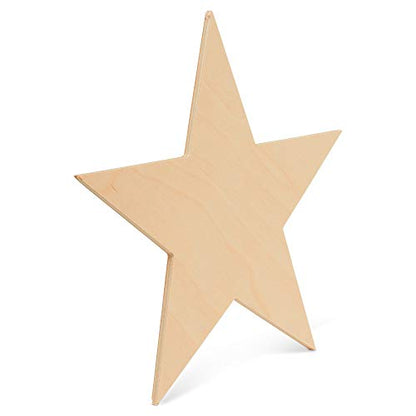 Wooden Star Shapes, 6 Inch Large Patriotic Natural Wood Cutouts, Bag of 10, Unfinished DIY Craft Wall Decor by Woodpeckers