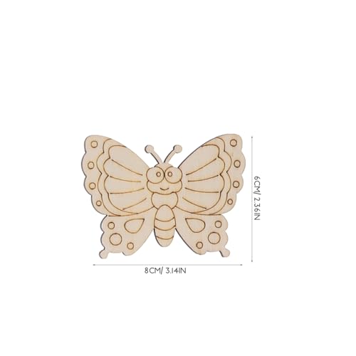 KALLORY 18pcs Unfinished Wooden Cutouts Butterfly Wood Slices Flower Unfinished Wood Cutouts Blank Wooden Paint Crafts for Kids Painting DIY Crafts KALLORY