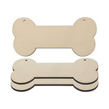 JANOU 3pcs Bone Wood Sign Blank Hanging Wooden Plaque DIY Craft Project Dog Bone Wood Sign with Rope Door Wall Art Decorative, 7.9x3.9 in JANOU