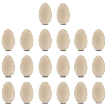SLOHJAL 20Pcs Unfinished Wood Eggs Flat Bottom Wooden Craft Eggs Fake Wooden Eggs for Easter Egg Hunt,Arts and Crafts（1.5 Inch）