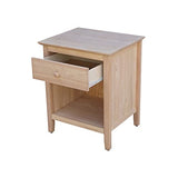 IC International Concepts Solid Wood Unfinished Nightstand IC International Concepts