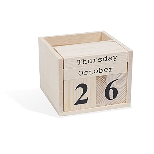 brightmaison BGT Dexo Desk Organizer, Pen Holder & Desk Calendar, DIY Projects Unfinished Wood, Natural brightmaison