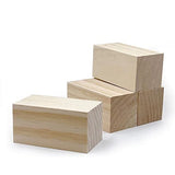 4 Inch Wood for Carving, 4 PCS Unfinished Wood Craft Cubes, Rectangular Wooden Blocks for DIY Carving, Large Unfinished Whittling Wood Blank Blocks WURONXIN