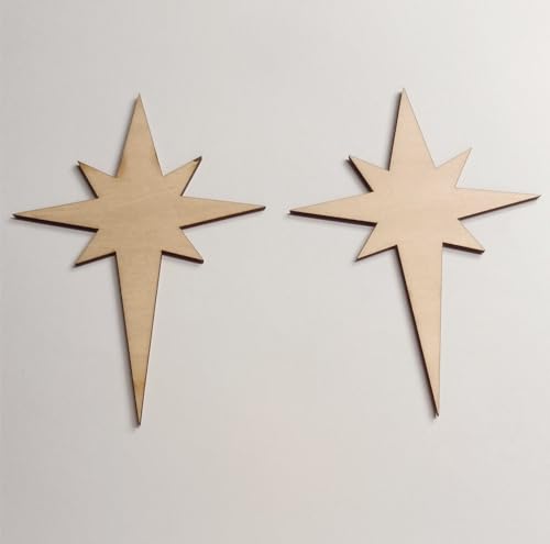 Set of 15 North Star Wood Blanks,Nativity Bethlehem Unfinished Wood Sta for Craft Supplies (4'') RUIXUAN