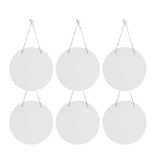 PYD Life 6 Pack 12" Round Sublimation Door Hanger Blanks White Hardboard MDF Wood Blanks Wall Hanging for Heat Press Machine Printing PYD Life