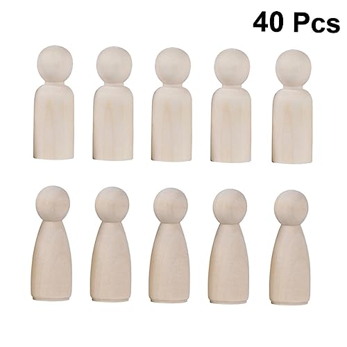 VILLCASE 40pcs DIY Wood Doll Nativity Toys for Kids Doll Bodies for DIY Unfinished Wooden Peg Dolls Painting Wood Figure Paint kit for Kids Wooden VILLCASE