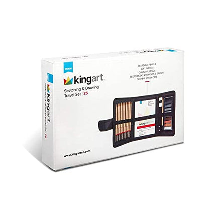 KINGART Drawing Set, Sketch Travel Case Kit, Sketching Supplies, Graphite, and Charcoal Pencils, Pro Art Drawing Kit for Artists Adults, Teens, - WoodArtSupply