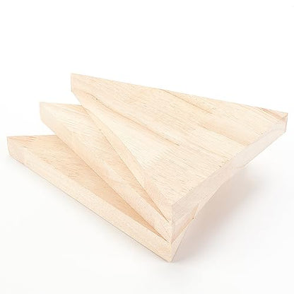 OLYCRAFT 3Pcs Unfinished Wooden Triangle Shaped Blocks Triangle Wooden Tray Plates Blank Wooden Cutouts Unpainted Wood Triangle Slices for Home