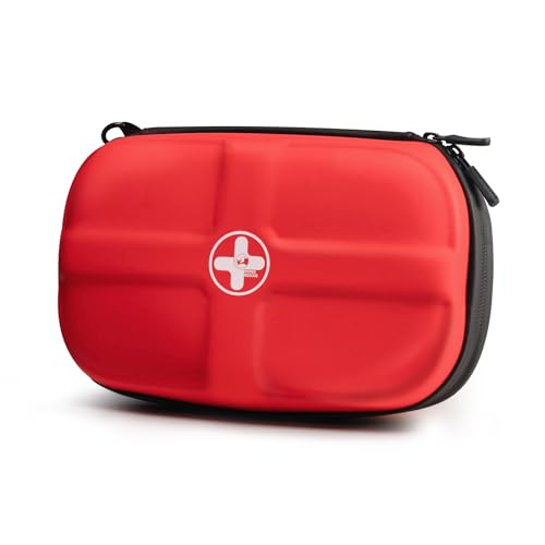 RHINO RESCUE First Aid Kit, Waterproof Portable Emergency Medical Kit for Travel, Home, Car, College Dorm, Camping, Hiking, Backpacking (Red) RHINO RESCUE