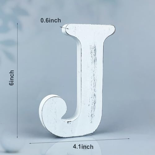 WOODOUNAI 6 Inch Rustic White Wood Letters Unfinished Wood Letters for Wall Decorative White Retro Standing Letters Sign Board Decoration for Craft woodounai