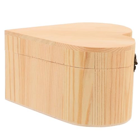 VOSAREA Box Wooden Heart Box Jewelry Cases Heart Jewelry Container Unfinished Treasure Chest Wooden Jewelry Holder Wood Heart Case Small Gift VOSAREA