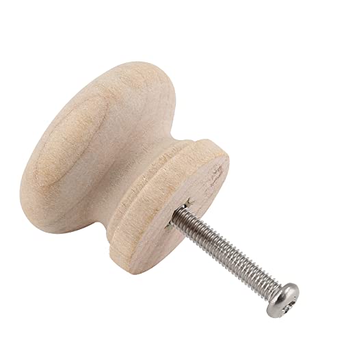 Uenhoy 30 Pcs Round Wooden Cabinet Knobs 1-1/8" (28mm) Unfinished Wooden Pulls Knobs Mushroom Shape Wood Knobs for Cabinet Dresser Drawer Uenhoy