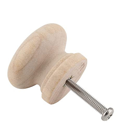 Uenhoy 30 Pcs Round Wooden Cabinet Knobs 1-1/8" (28mm) Unfinished Wooden Pulls Knobs Mushroom Shape Wood Knobs for Cabinet Dresser Drawer - WoodArtSupply