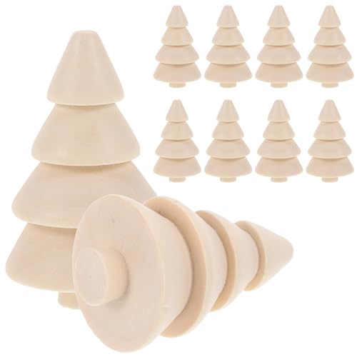 VILLCASE Unfinished Wood Christmas Tree 10Pcs Mini Wooden Xmas Tree Craft Blank Wooden Christmas Tree Acorns Farmhouse Wood Trees DIY Natural Rustic VILLCASE