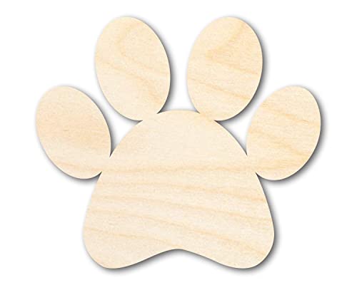 Unfinished Wood Paw Print Shape - Pet Craft - up to 36" 4" / 1/4" 24 Hour Crafts
