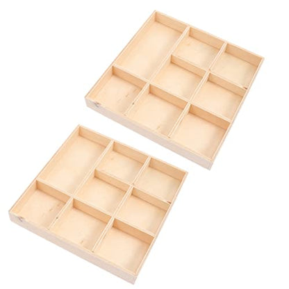 EXCEART 2pcs Wood Tray Box for Craft Compartments Wooden Divided Boxes Succulents Flower Pot Desktop Storage Box Holder Display Tray for Jewelry - WoodArtSupply