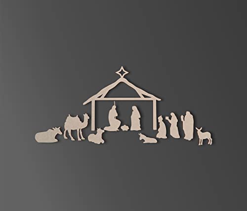 Wooden Nativity Scene- Cutout, Home Decor, Unfinished and Available from 13 to 36 Inches Wide - WoodArtSupply