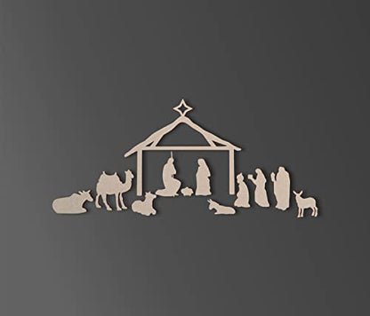 Wooden Nativity Scene- Cutout, Home Decor, Unfinished and Available from 13 to 36 Inches Wide - WoodArtSupply