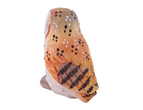 Selsela Barn Owl Fake Keychain Ring Clip Charm Farm Bird Miniature Wood Mini Figurine Small Animal Selsela