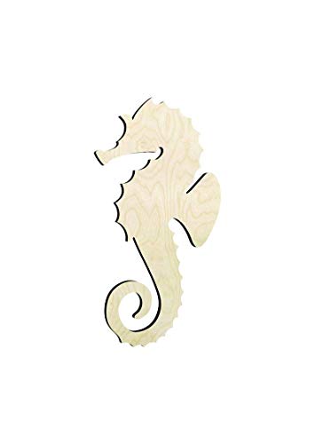 Seahorse wood cutout (Multiple size options) unfinished sanded Seahorse shape Generic