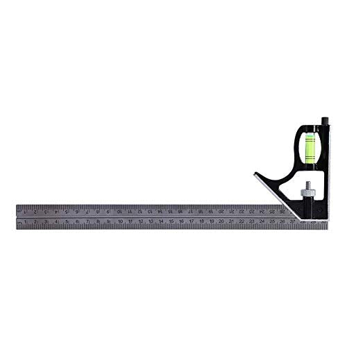 300mm (12") Combination Square Ruler, 1PC Adjustable Engineers Combination Try Square Set, Right Angle Ruler, Stainless Steel Finished Ruler, for Diyeeni