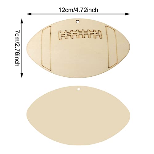 Honbay 24PCS Unfinished Football Wooden Cutouts Sports Theme Wood Discs Slices with Twines for DIY Crafts Home Decoration Craft Project HONBAY