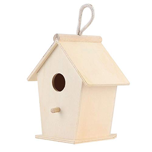 Wooden Decorative Birdhouse,Unfinished Outside Garden Patio Decorative Nesting Box Bird House Cage for Attracts - WoodArtSupply