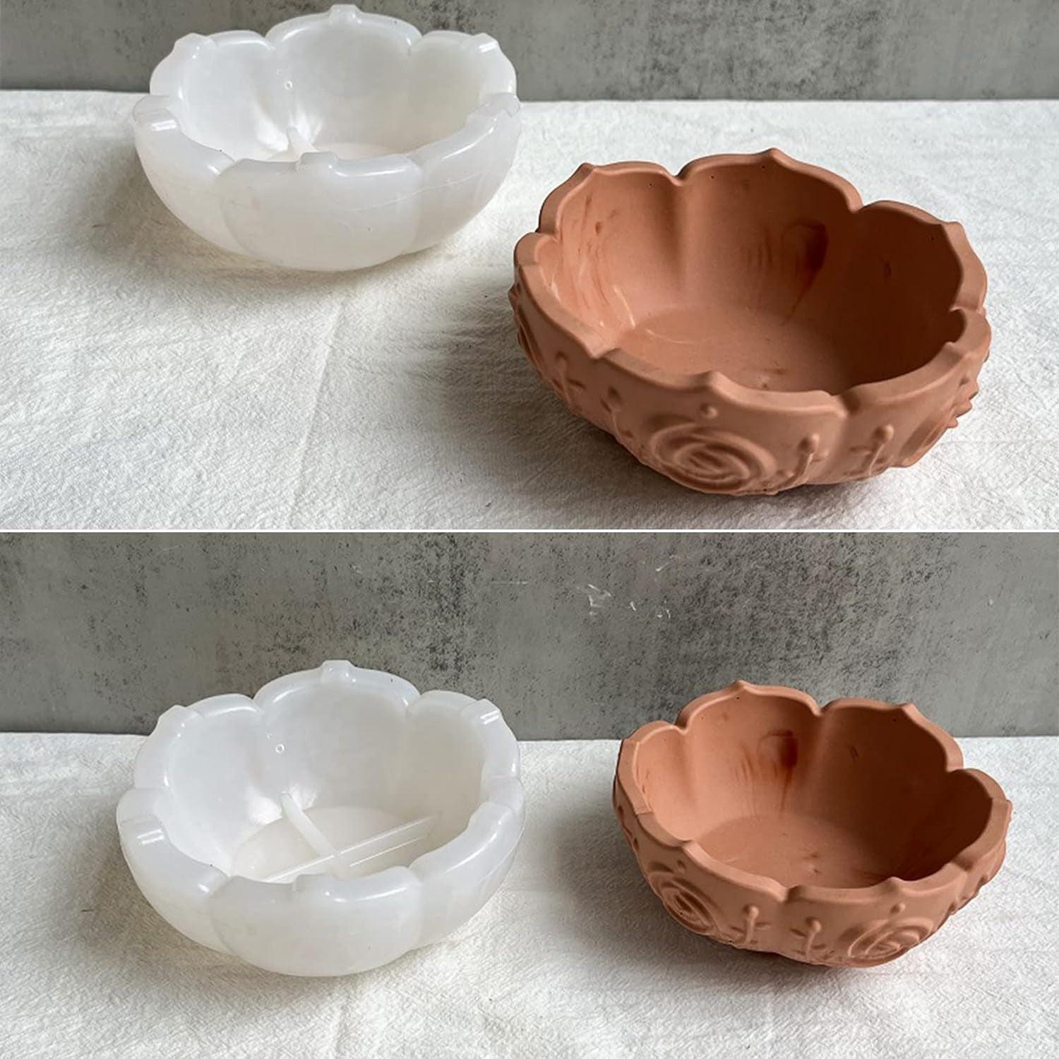 2PCS Flower Tray Resin Mold, Lotus Bowl Silicone Mold for Epoxy Resin Casting, Unique Resin Concrete Mold for DIY Jewelry Holder Trinket Container Box Candle Holder Home Table Decoration - WoodArtSupply