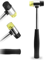 Cionyce Rubber Mallet Hammer, 25mm Dual Head Soft Mallet Hammer Nylon Rubber Hammer, Metal Mallet with 2pc Conversion Head for Jewelry, Leather Cionyce