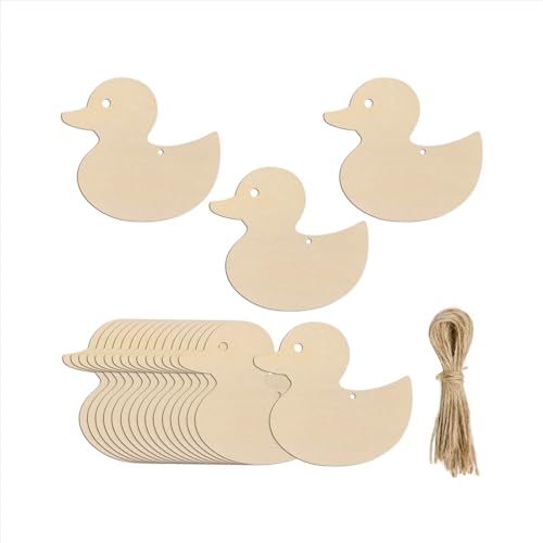 20pcs Wooden Duck Cutouts DIY Crafts Embellishments Duck Shape Unfinished Wood Gift Tags Ornaments for Wedding Birthday Baby Shower Christmas