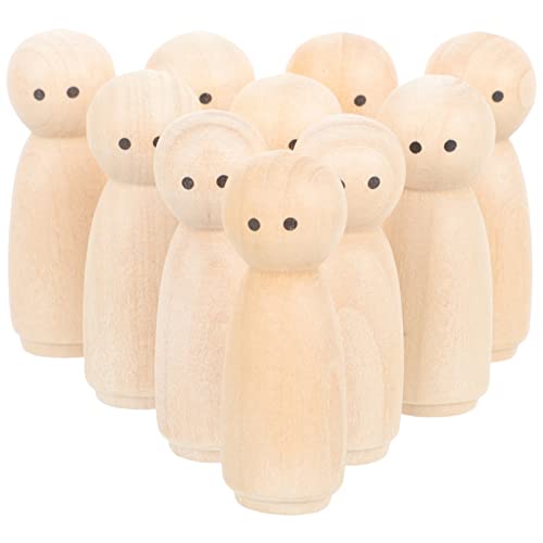 MAGICLULU 10pcs Wooden Peg Dolls Bodies Wooden Figures Decorative Peg Doll People for DIY Painting Craft Art Projects