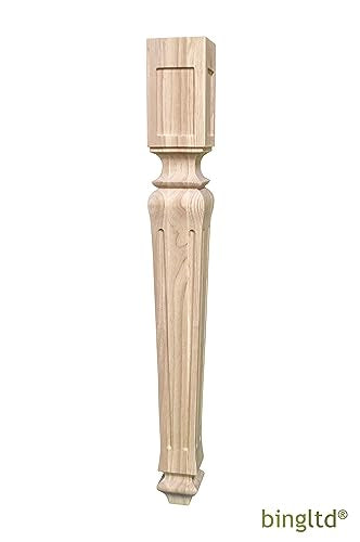 BingLTD - 30" Tall Unfinished Rubberwood Dining Table Leg with Grooves- 1 PC (TL30351-G-RW-UNF) - WoodArtSupply