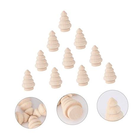 ADOCARN 10pcs Wood Christmas Tree Wood Cake Mini Unfinished Christmas Homemade Ornaments Unfinished Wooden Tree DIY Painted Wooden Ornaments Wooden ADOCARN