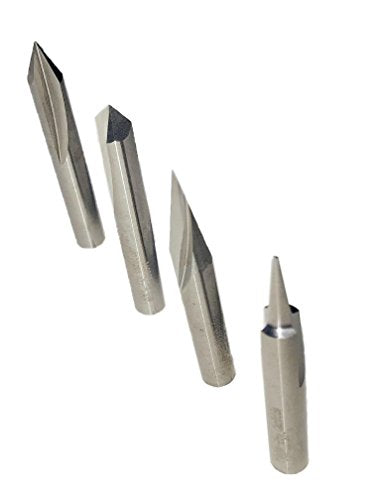 FOOS - Engraving CNC Wood Carving Router Bit Set - 4pcs - Solid Carbide - 1/4” Shanks - Veteran Owned = Profile + Carving Liner + 2 V Groove USA