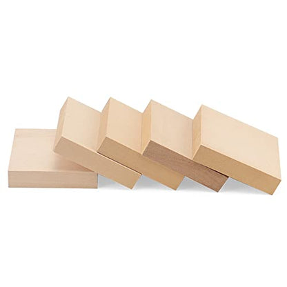 LEXININ 20 PCS 4 x 4 x 1 Inch Square Wood Carving Blocks, Unfinished Basswood Blocks, Blank Natural Wooden Blocks for Crafts, DIY Projects, Carving - WoodArtSupply