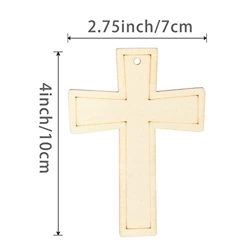 Cross Shape Wooden Cross Wood with Twines Art Unfinished Ornaments for Easter Religious and Church Events Christmas Wedding Birthday Party Christmas Zontween