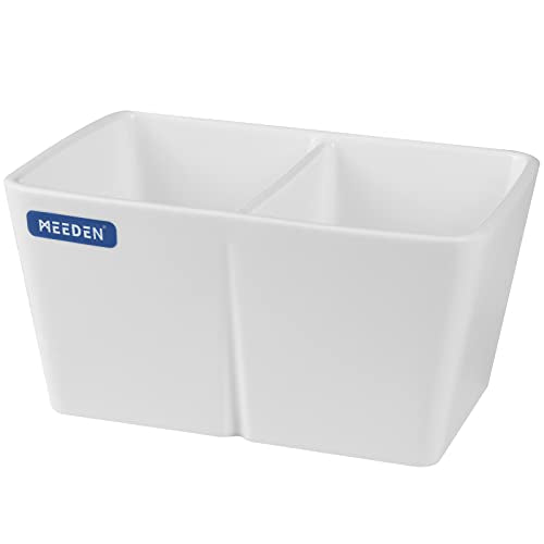 MEEDEN Ceramic Paint Palette, Paint Brush Wash Bowl, 2 Deep Well Artist Paint Palette, White Porcelain Watercolor Painting Dish, Large Capacity MEEDEN