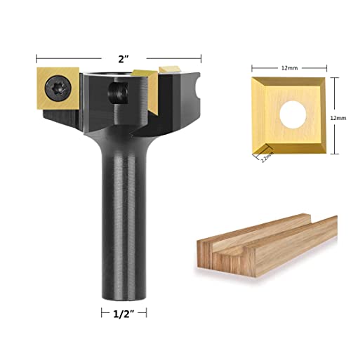 SpeTool CNC Spoilboard Surfacing Router Bit 1/2 Shank 2 Inch Cutting Diameter, Slab Flatting Router Bit Carbide Insert Planing Bit Wood Bottom - WoodArtSupply